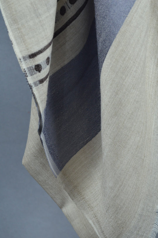 Grey Border Merino & Silk Scarf
