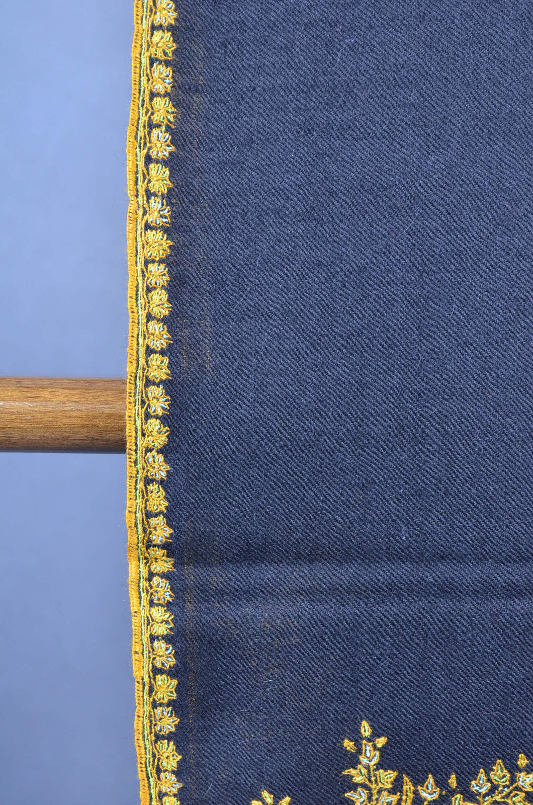 Black Base Golden Embroidery Cashmere Pashmina Scarf