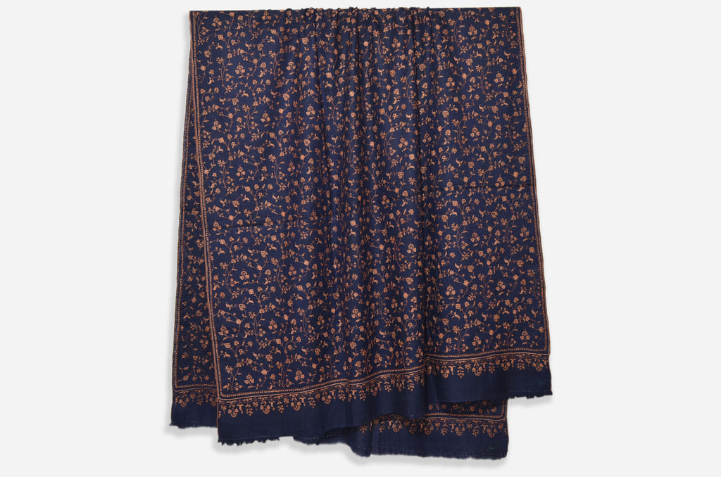 Navy Blue Cashmere Pashmina Jali