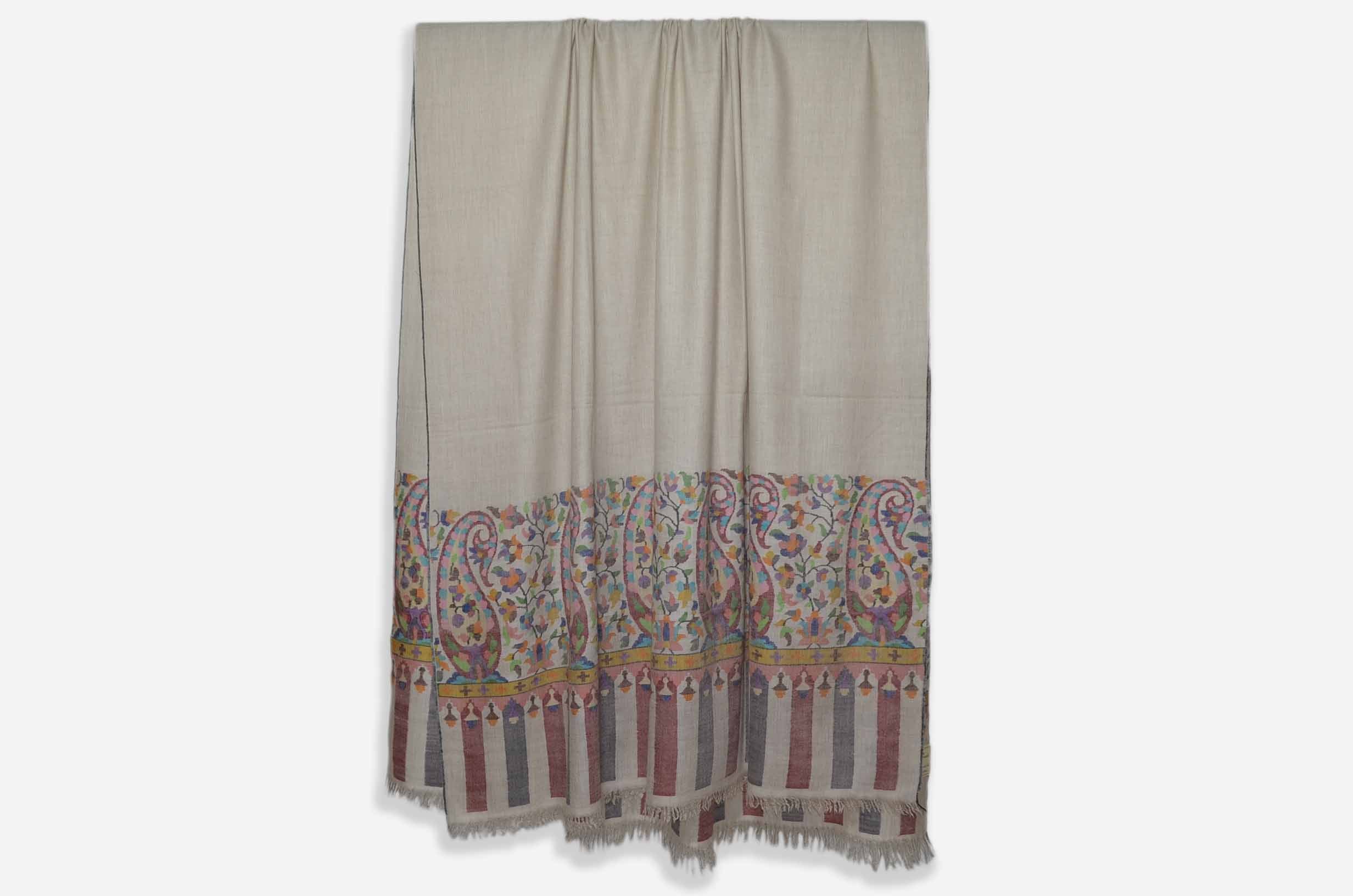 Oversized 3 Yard Natural Kani Pashmina Jamawar Shawl