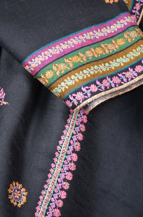 Black Big Border Cashmere Pashmina Shawl