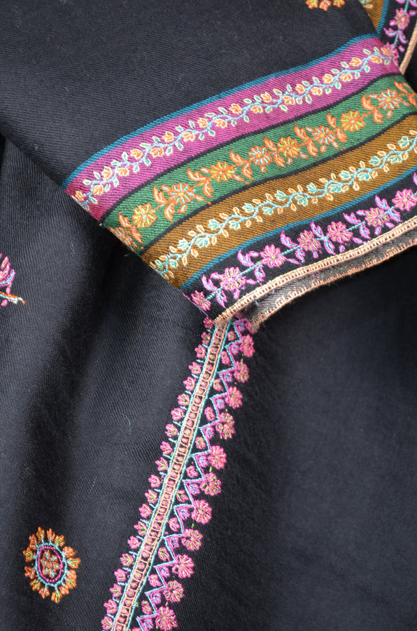Black Big Border Cashmere Pashmina Shawl