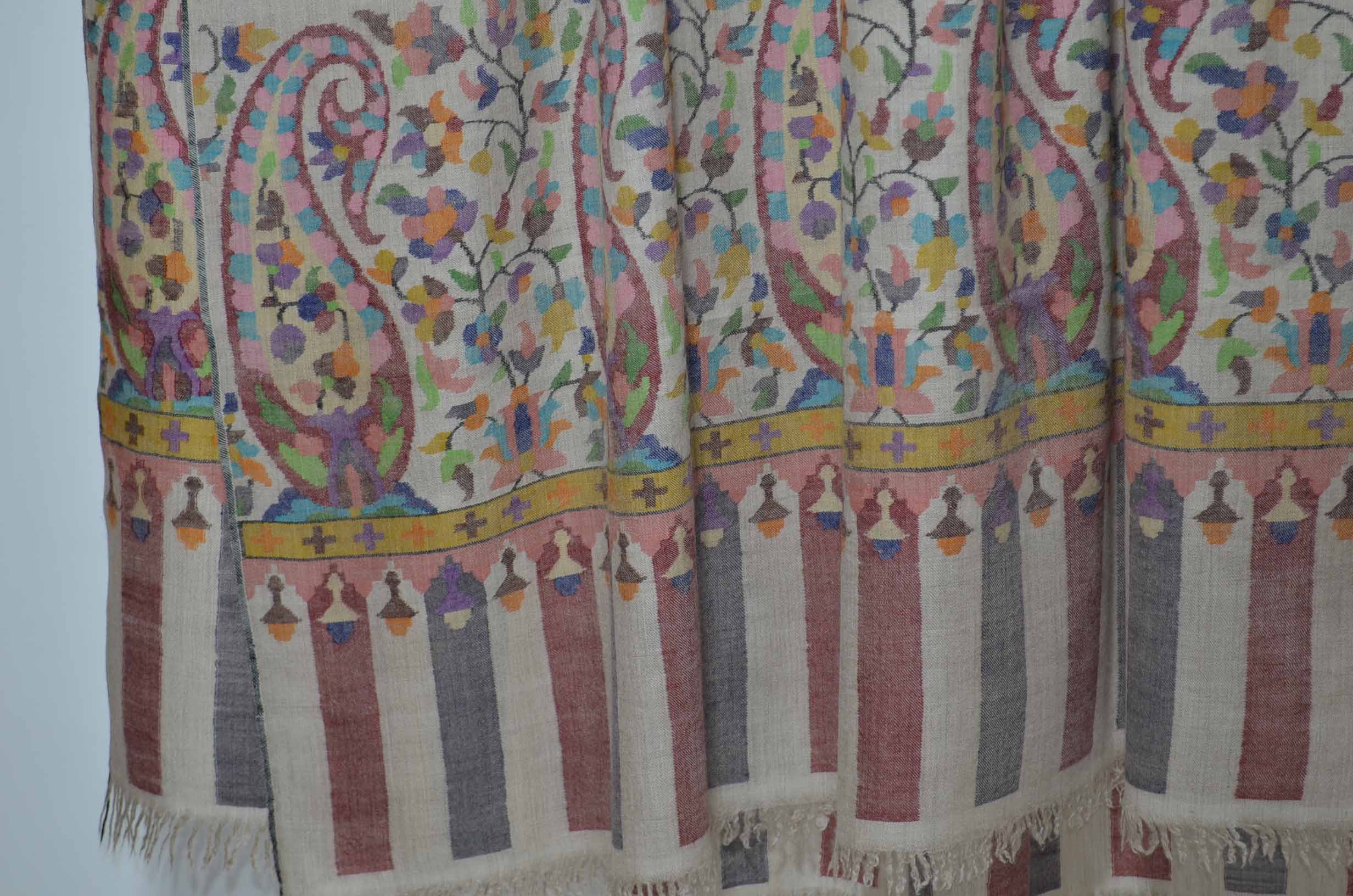 Oversized 3 Yard Natural Kani Pashmina Jamawar Shawl