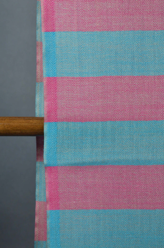 Blue & Pink Striped Merino & Silk Scarf