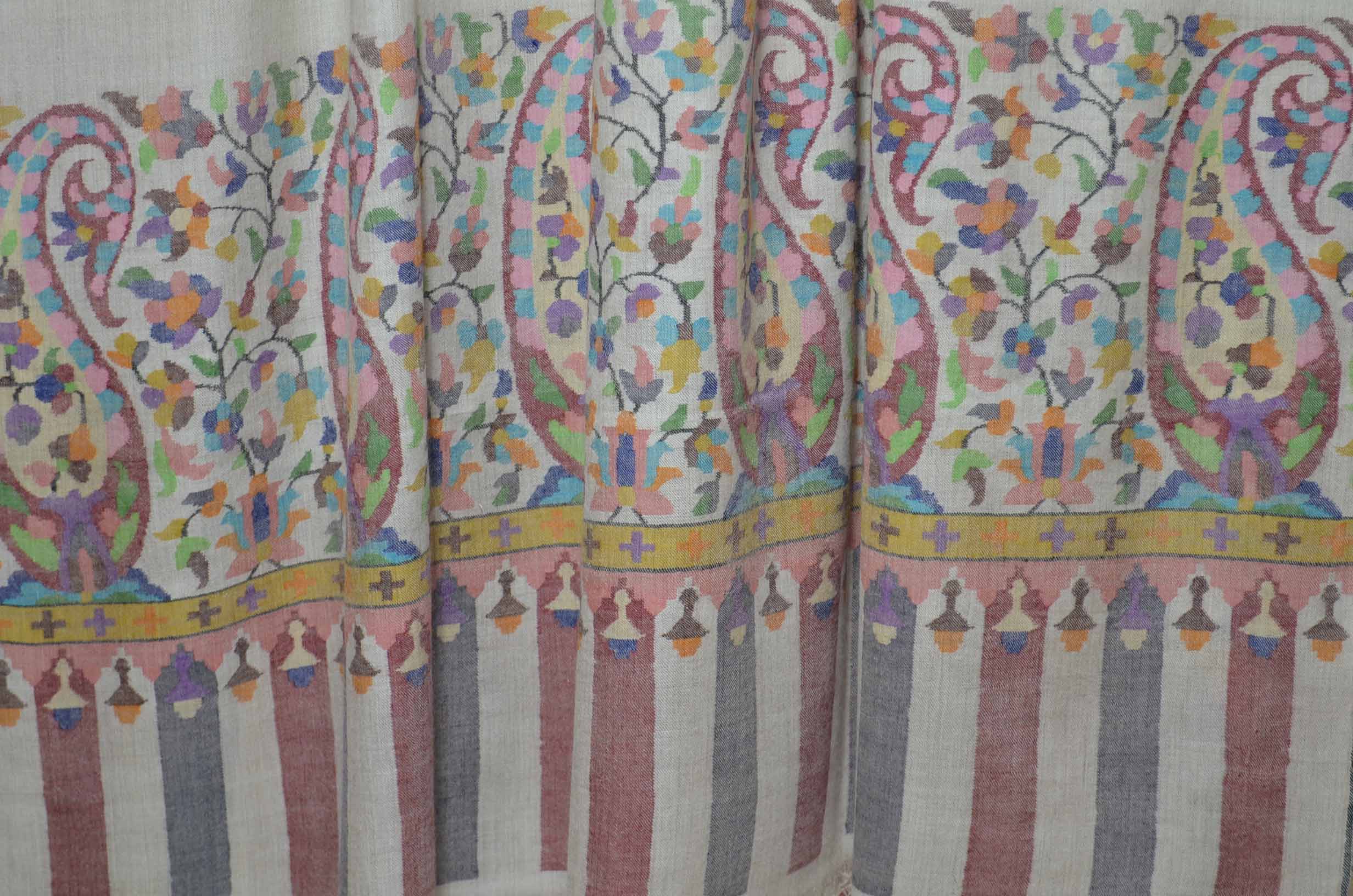 Oversized 3 Yard Natural Kani Pashmina Jamawar Shawl