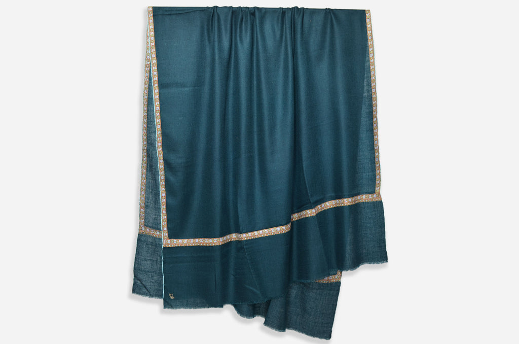 Pine Cashmere Pashmina Shawl with Beautifully  Crafted Border