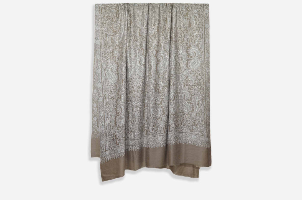 Oversized Ivory 3 Yard Pashmina Jamawar Shawl