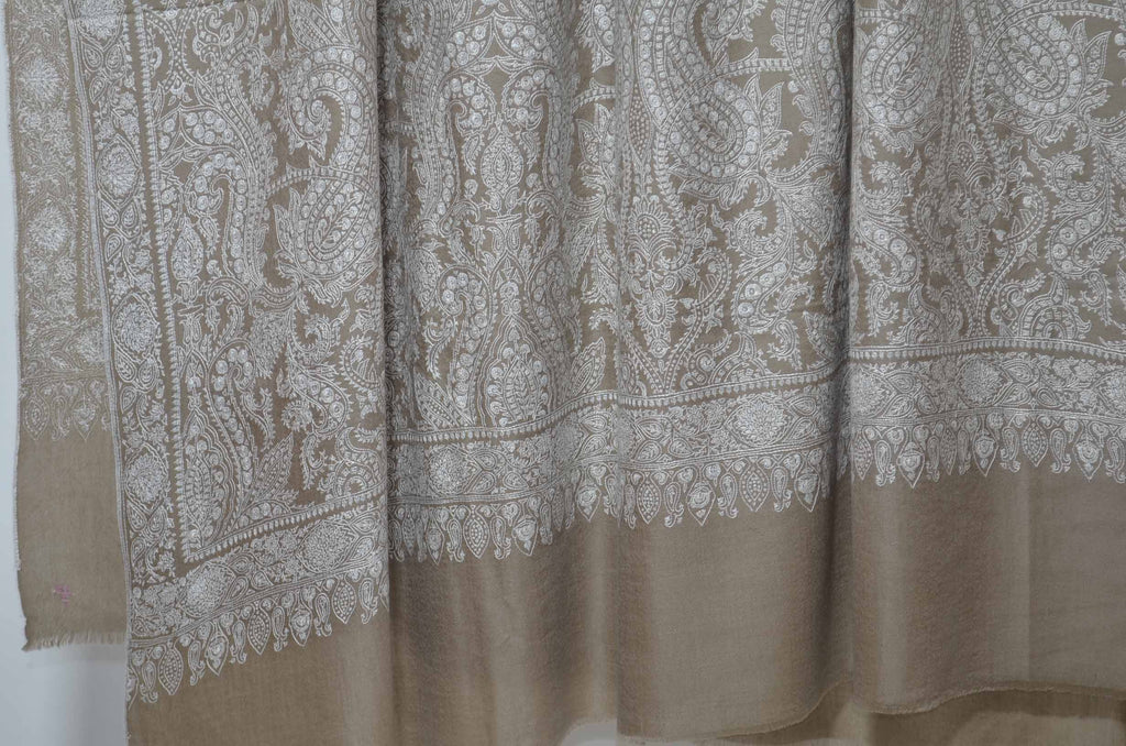 Oversized Ivory 3 Yard Pashmina Jamawar Shawl