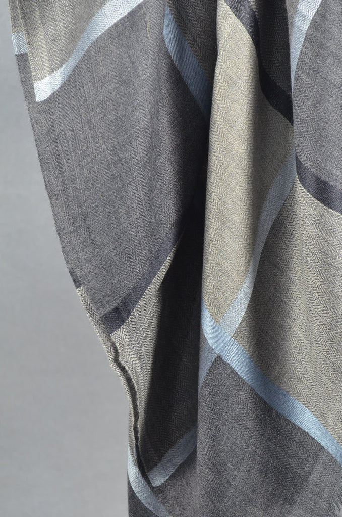 Black Base Big Check Merino & Silk Scarf