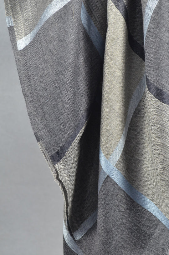 Black Base Big Check Merino & Silk Scarf