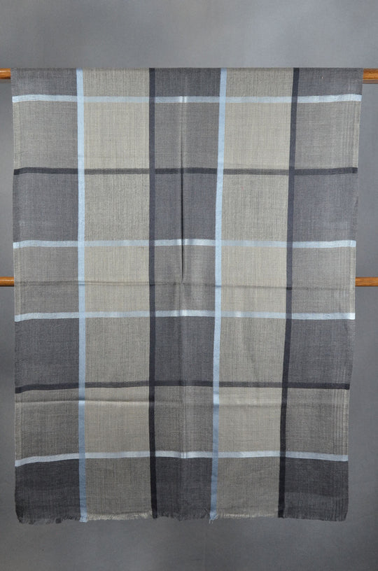 Black Base Big Check Merino & Silk Scarf