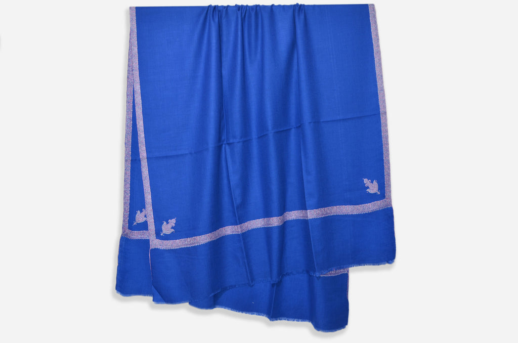 Royal Blue Pashmina Shawl with Beautifully Crafted Border