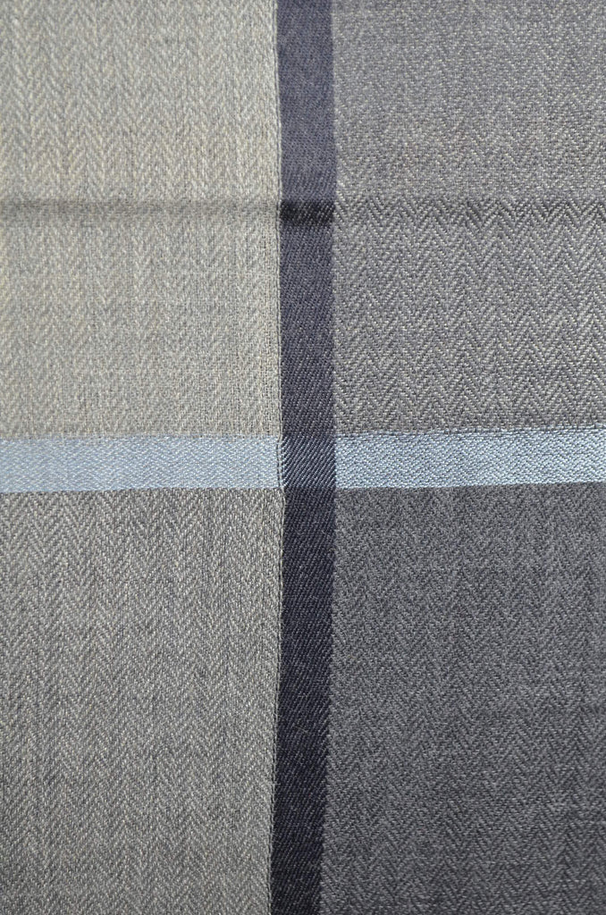 Black Base Big Check Merino & Silk Scarf