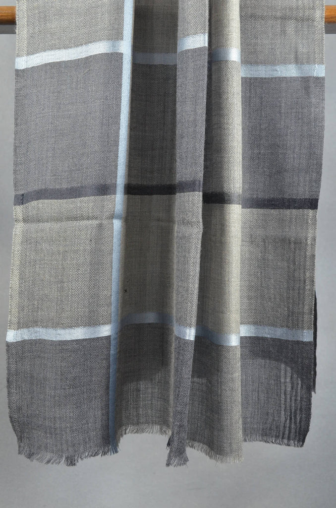 Black Base Big Check Merino & Silk Scarf