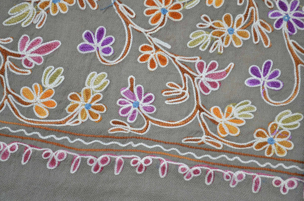 Natural Un-Dyed Merino Wool Aari Work Scarf