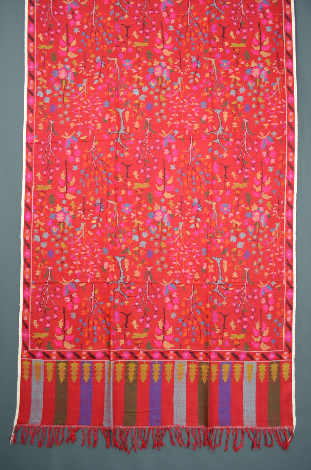Red Kani Jamawar Pashmina Shawl