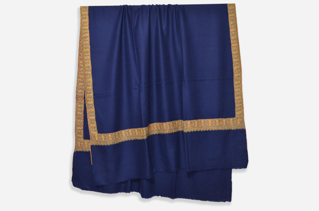 Navy Blue Pashmina Shawl with Beautifully Crafted Border