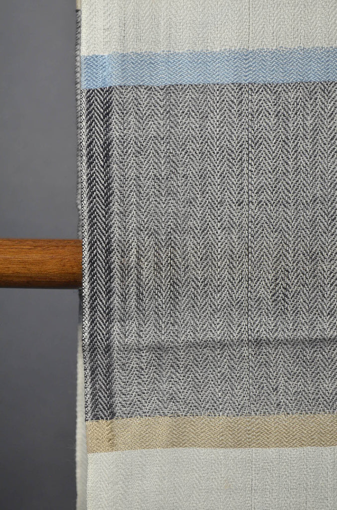 White Base Big Check Merino & Silk Scarf