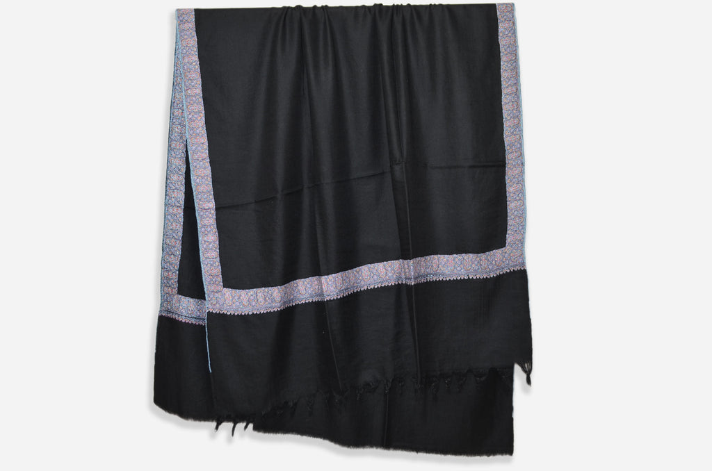Black Pashmina Shawl with Beautifully Crafted Border