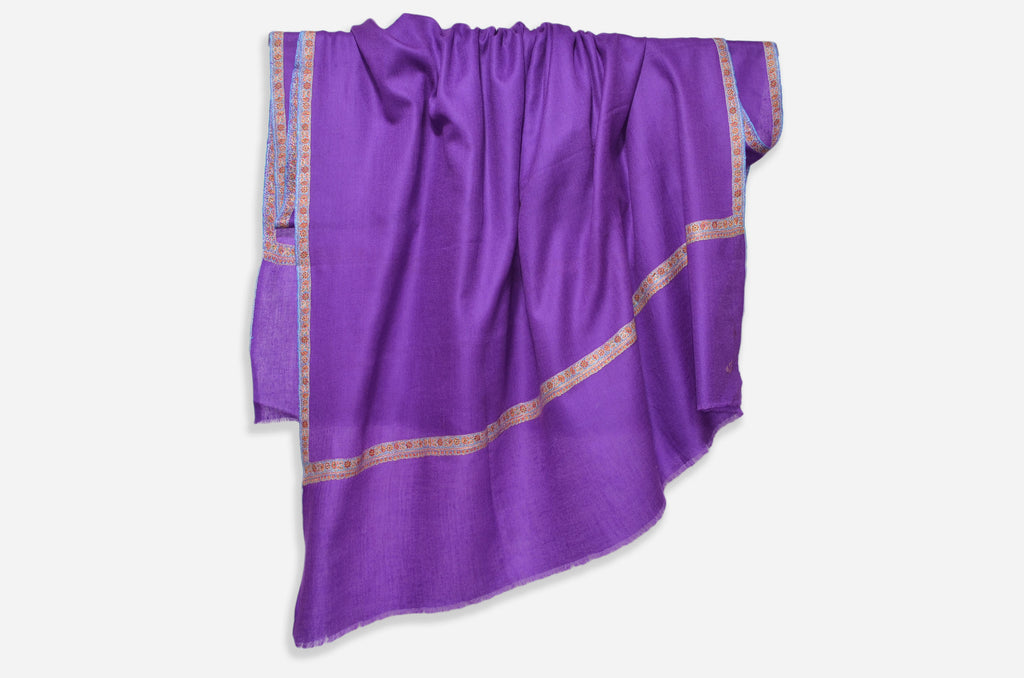 Violet Cashmere Pashmina Shawl with Beautifully  Crafted Border