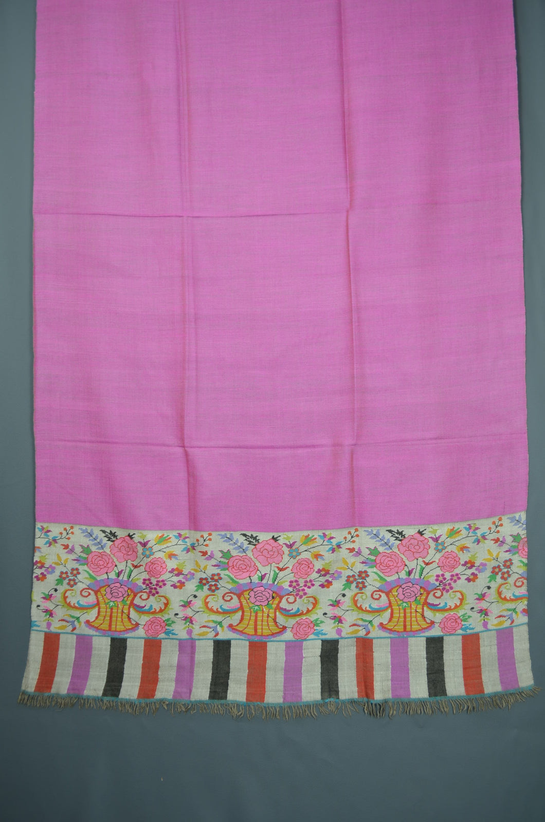 Pink and Grey Reversible Kani Pashmina Shawl