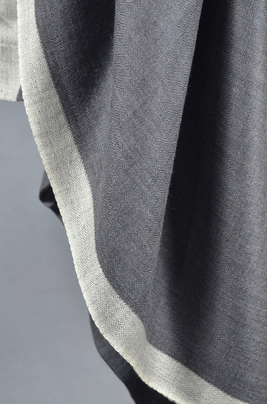 Natural Border Charcoal Base Merino & Silk Scarf