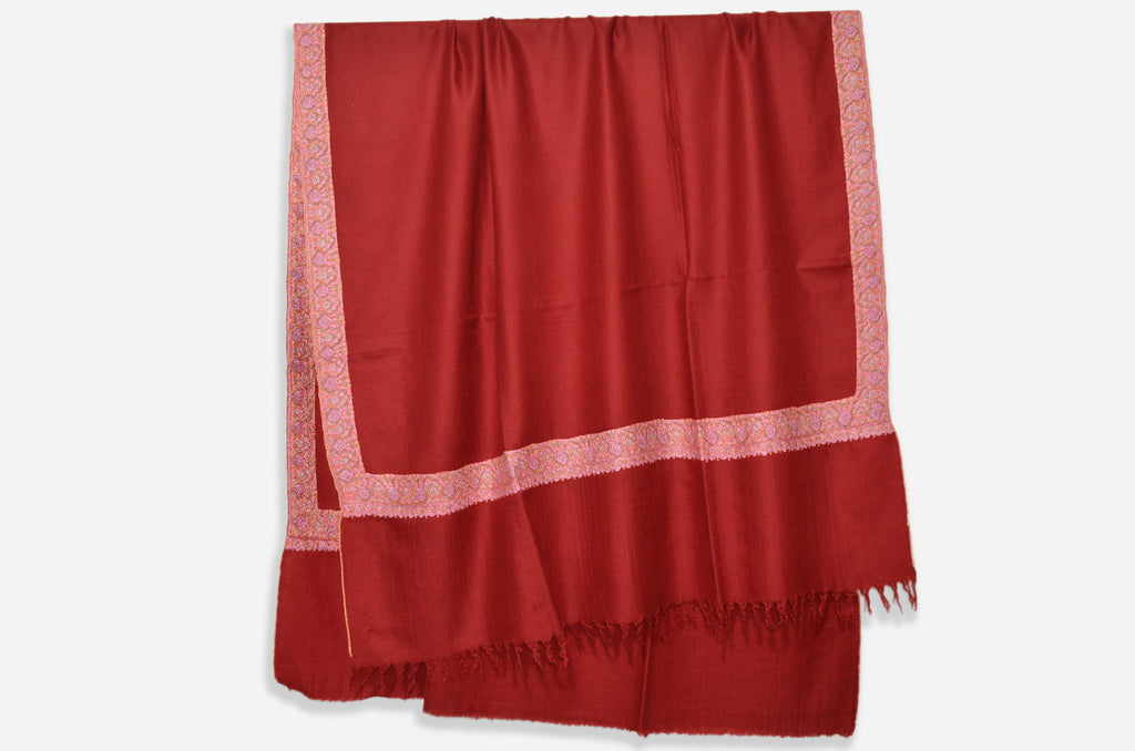 Maroon Pashmina Shawl with Beautifully Crafted Border