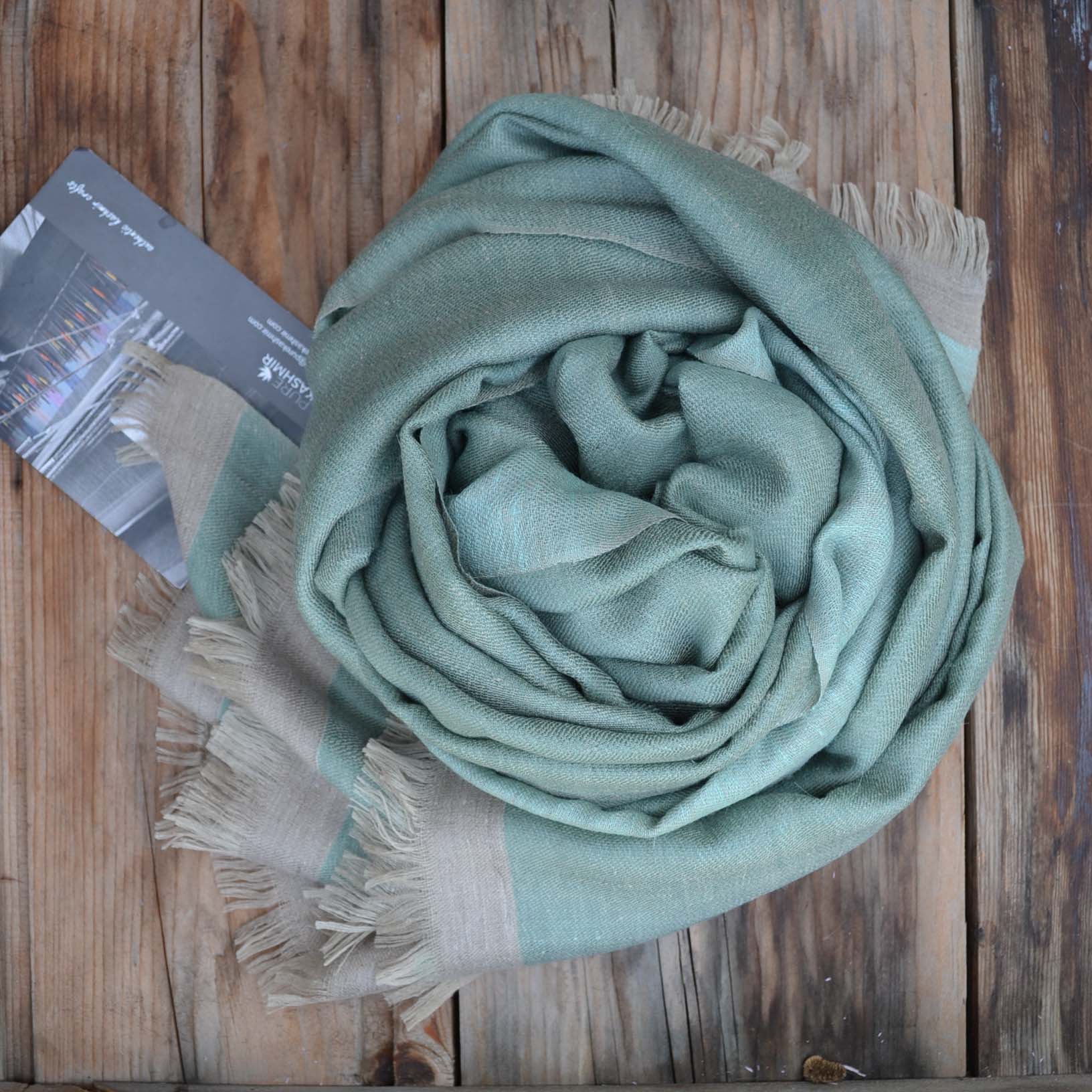 Reversible Green Cashmere Pashmina Shawl