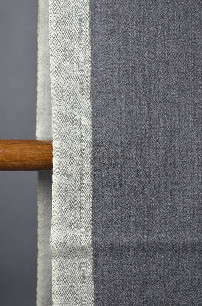 Natural Border Charcoal Base Merino & Silk Scarf