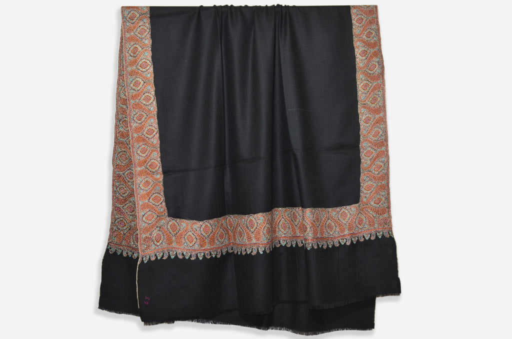 Black Pashmina Shawl with Beautifully Crafted Border