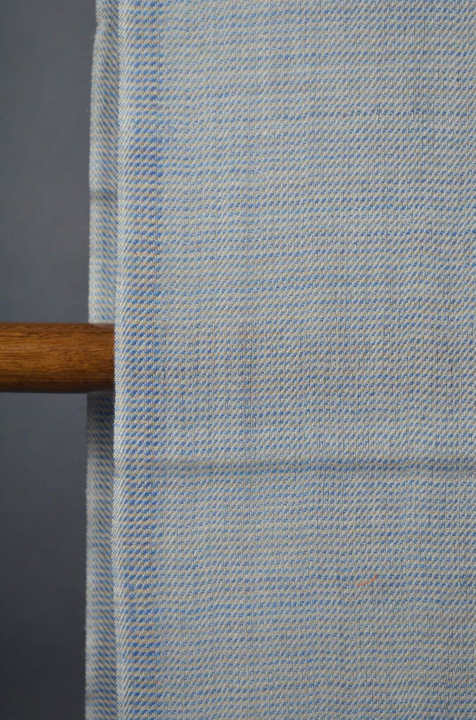 Blue Base with Natural Border Merino Silk Scarf