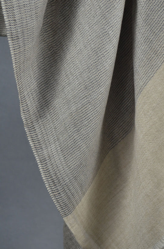 Black Base with Ivory Border Merino Silk Scarf