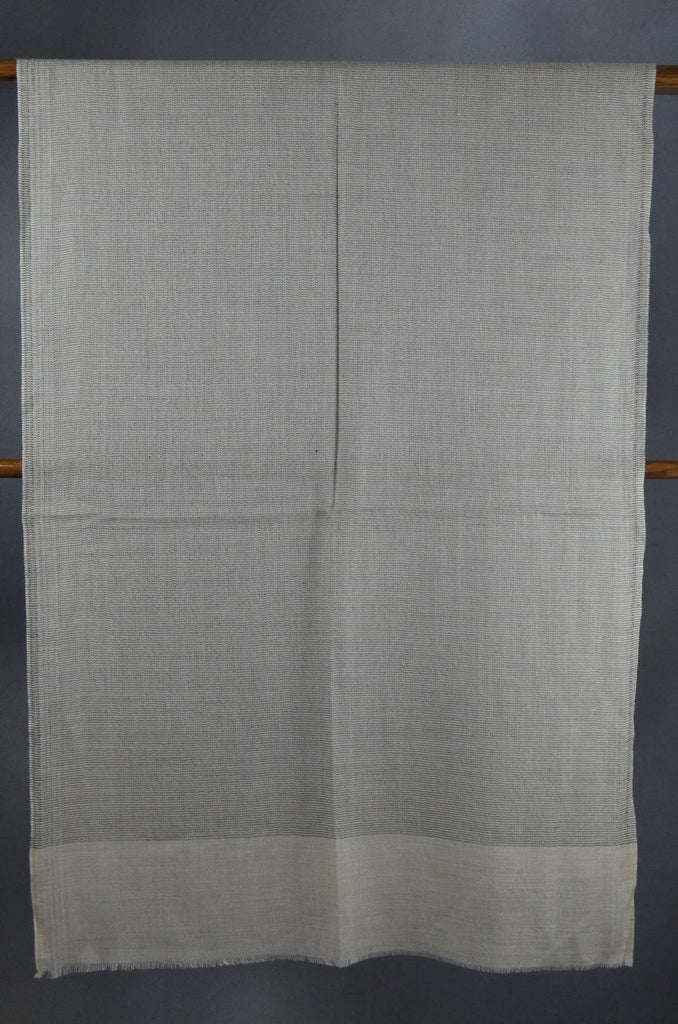 Black Base with Ivory Border Merino Silk Scarf