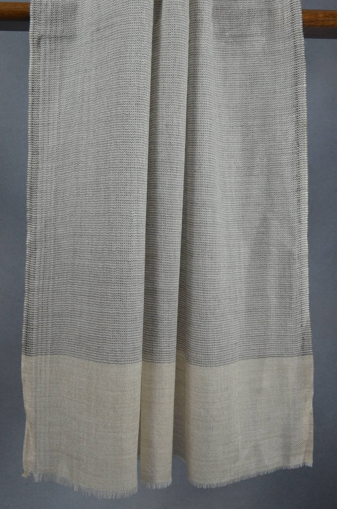 Black Base with Ivory Border Merino Silk Scarf
