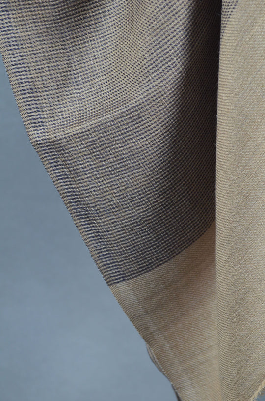 Black Base with Natural Border Merino Silk Scarf