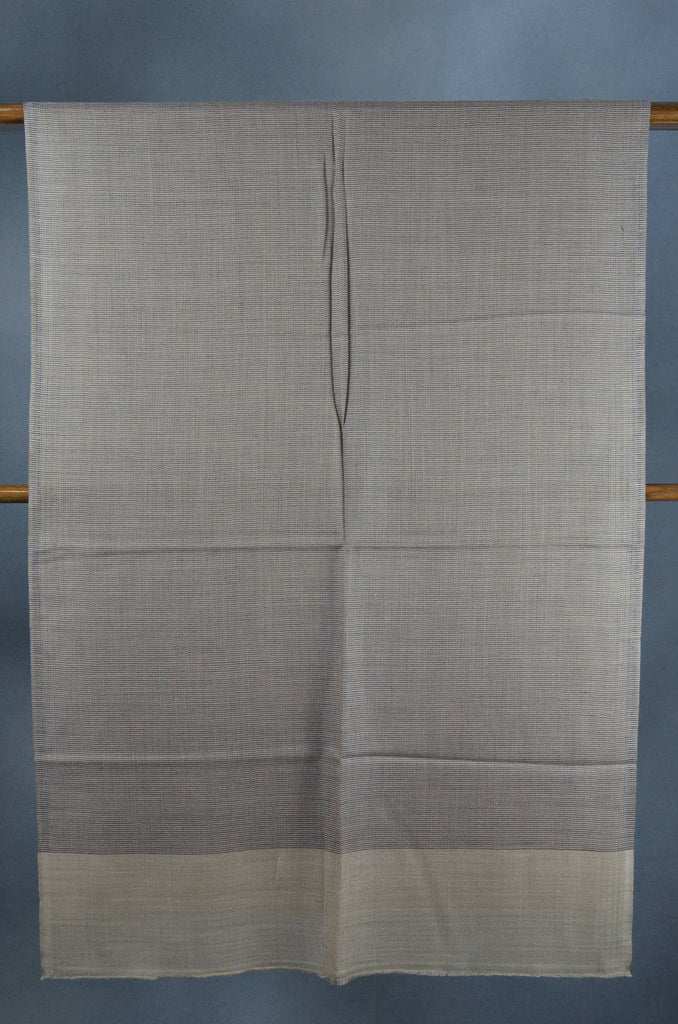 Black Base with Natural Border Merino Silk Scarf