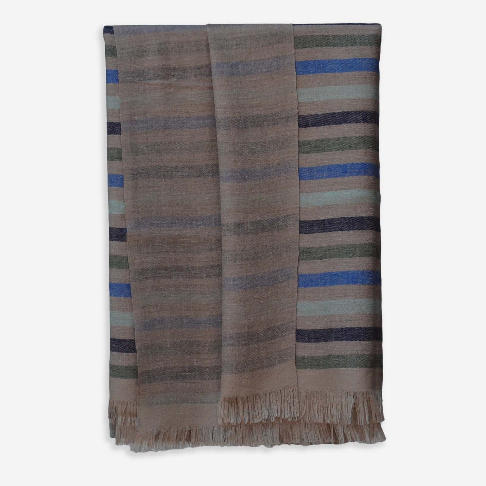 Reversible Natual Striped Handwoven Cashmere Pashmina Shawl
