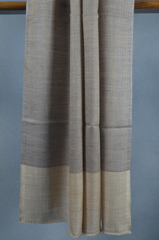 Black Base with Natural Border Merino Silk Scarf
