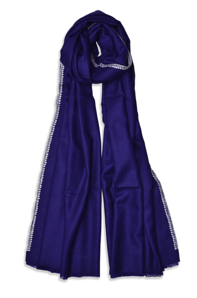 Navy Blue Sozni Embroidery Shawl