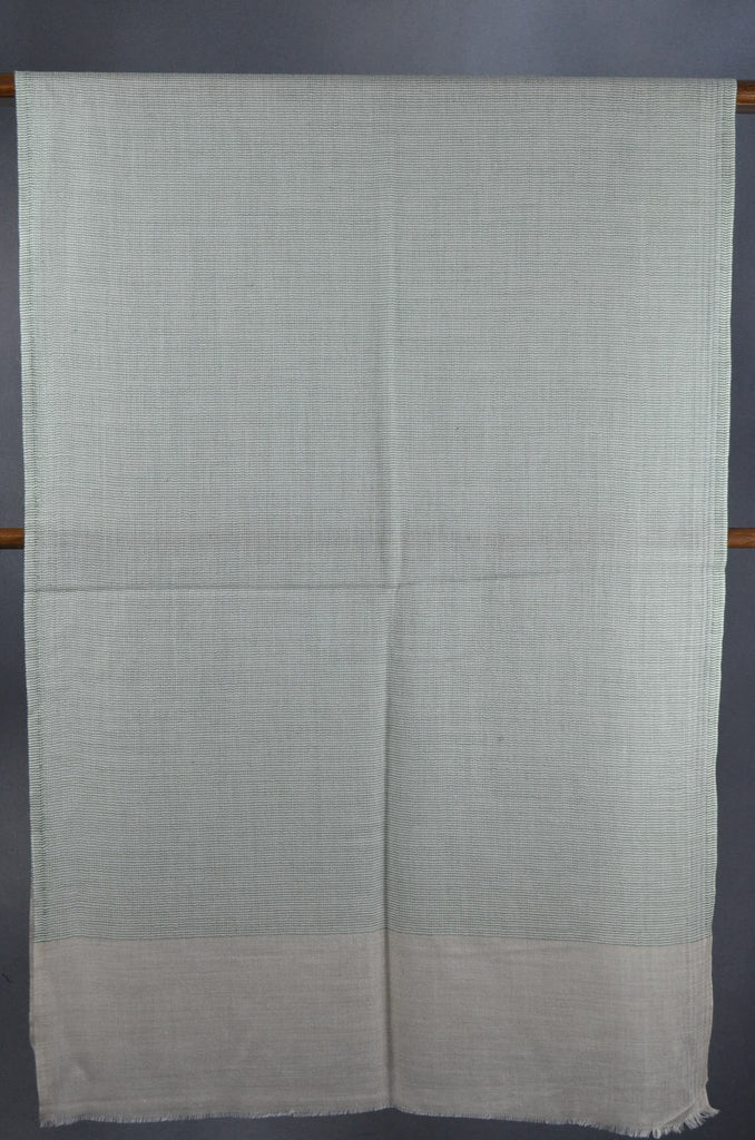 Green Base with Ivory Border Merino Silk Scarf
