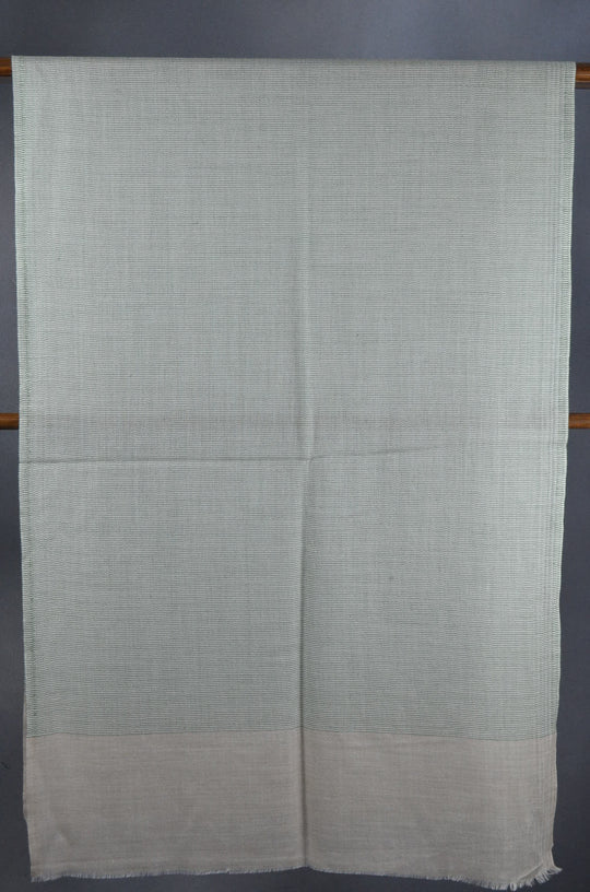 Green Base with Ivory Border Merino Silk Scarf