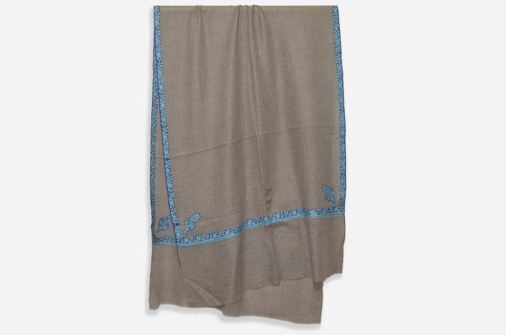 Un-Dyed Natural Pashmina Stole With Beautifully Crafted Border