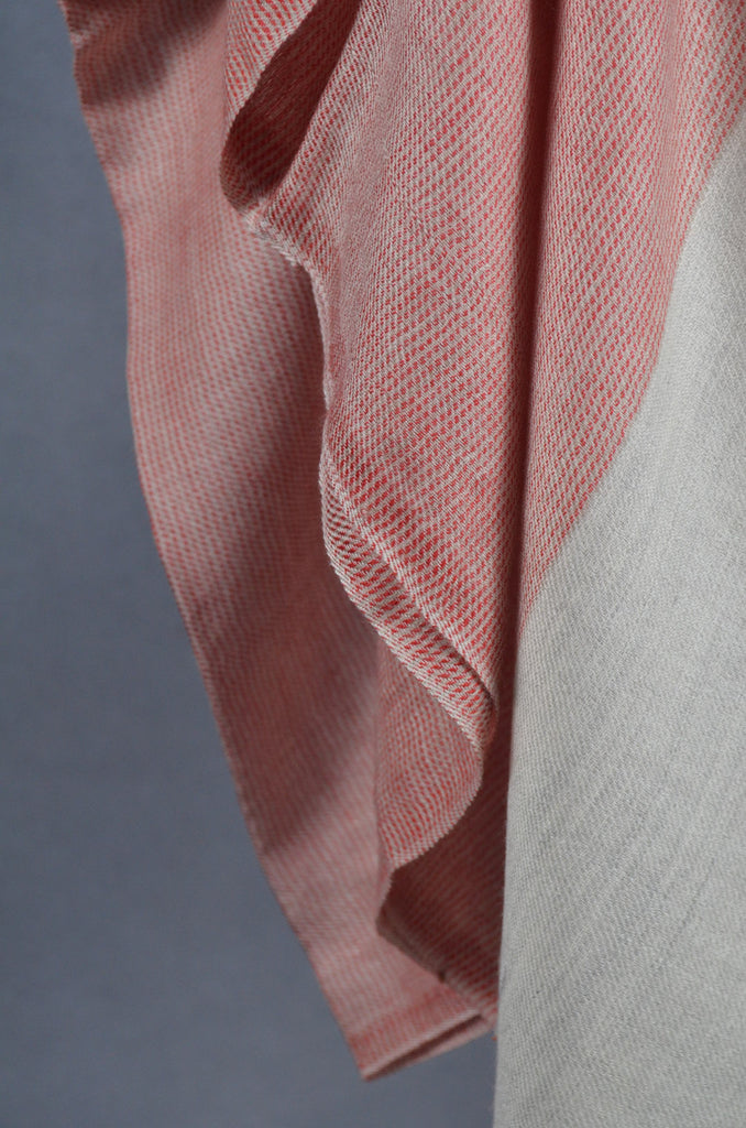 Red Base with Ivory Border Merino Silk Scarf
