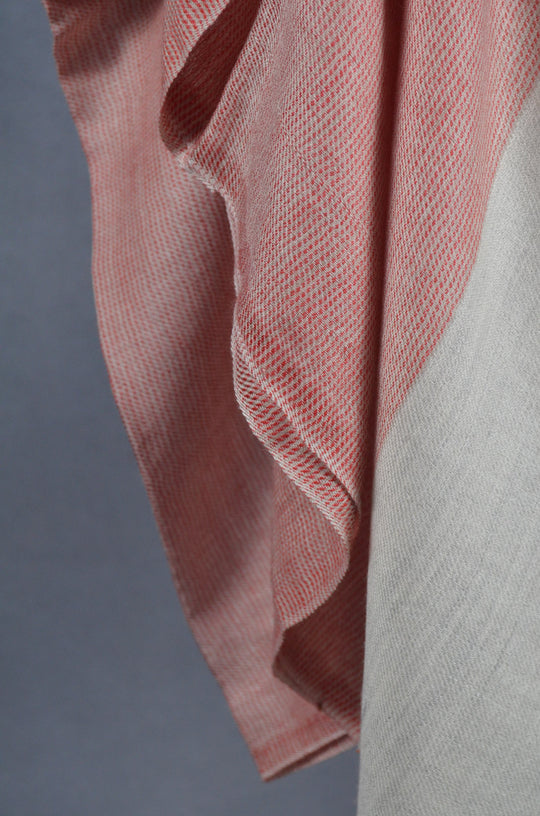 Red Base with Ivory Border Merino Silk Scarf