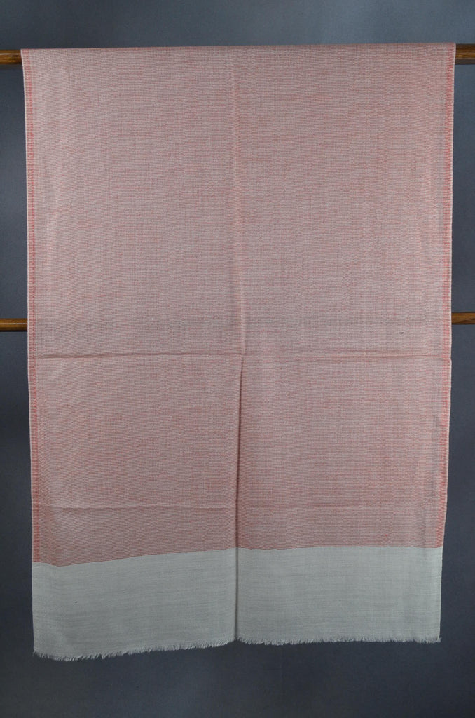 Red Base with Ivory Border Merino Silk Scarf