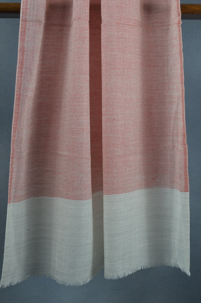 Red Base with Ivory Border Merino Silk Scarf
