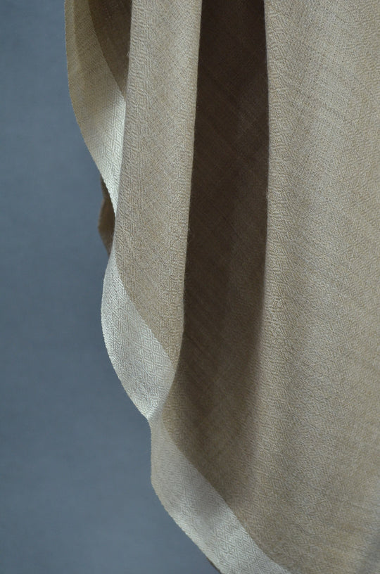 White Border Natural Base Merino & Silk Scarf