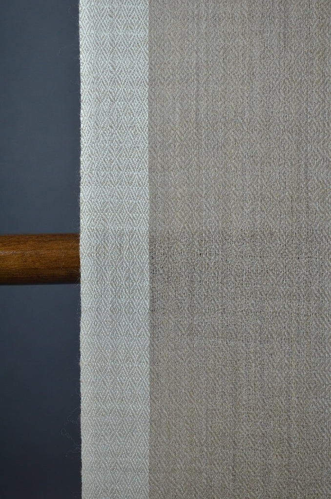 White Border Natural Base Merino & Silk Scarf