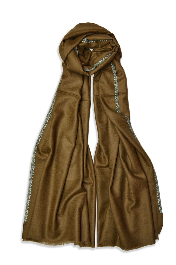 Brown Sozni Embroidery Shawl
