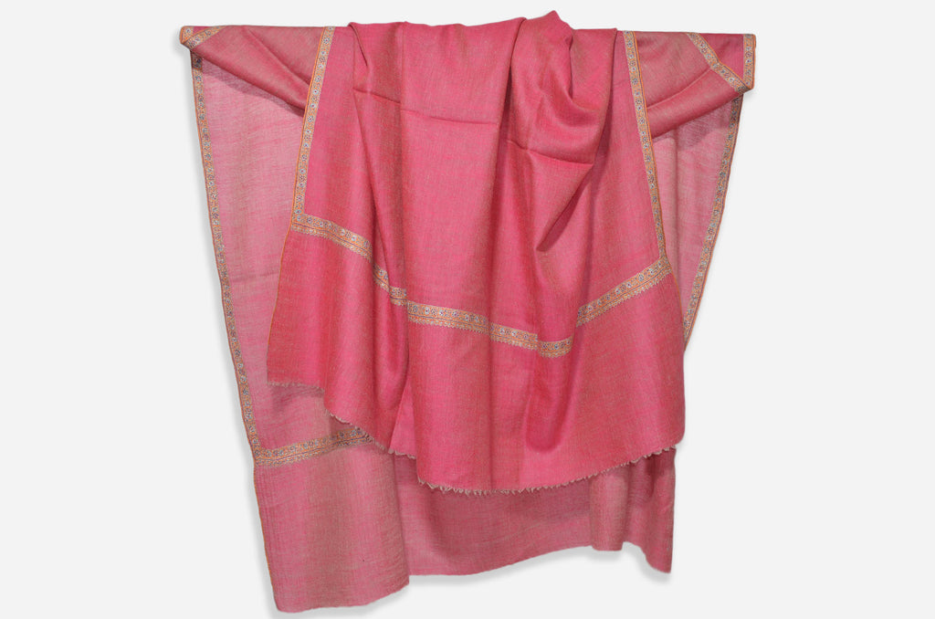 Reversible Pink Cashmere Pashmina Shawl with Beautifully  Crafted Border